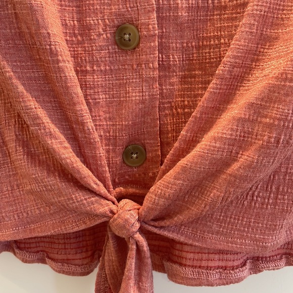 Salmon short sleeve button up with my tie sz M - Picture 3 of 4
